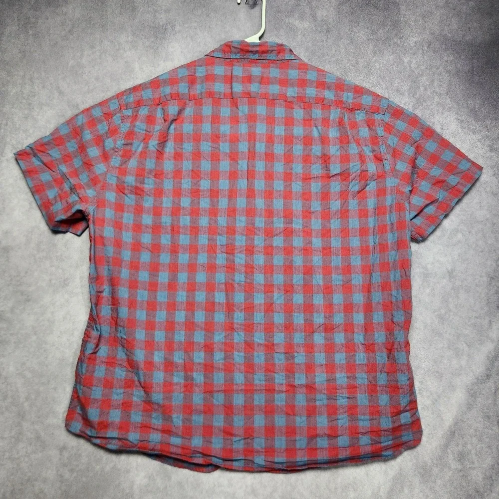 J Crew Mens XXL Red Blue Gingham Short Sleeve Button Down Shirt H4767 SP 18